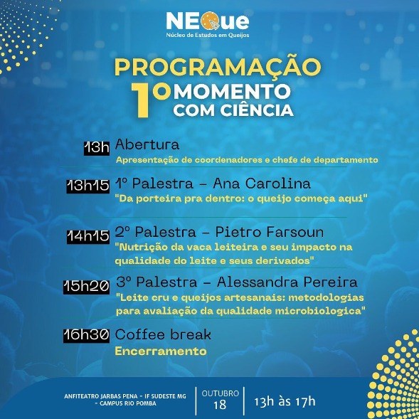 Núcleo de Estudos em Queijos promove I Momento com Ciência no campus Rio Pomba — IF SUDESTE MG